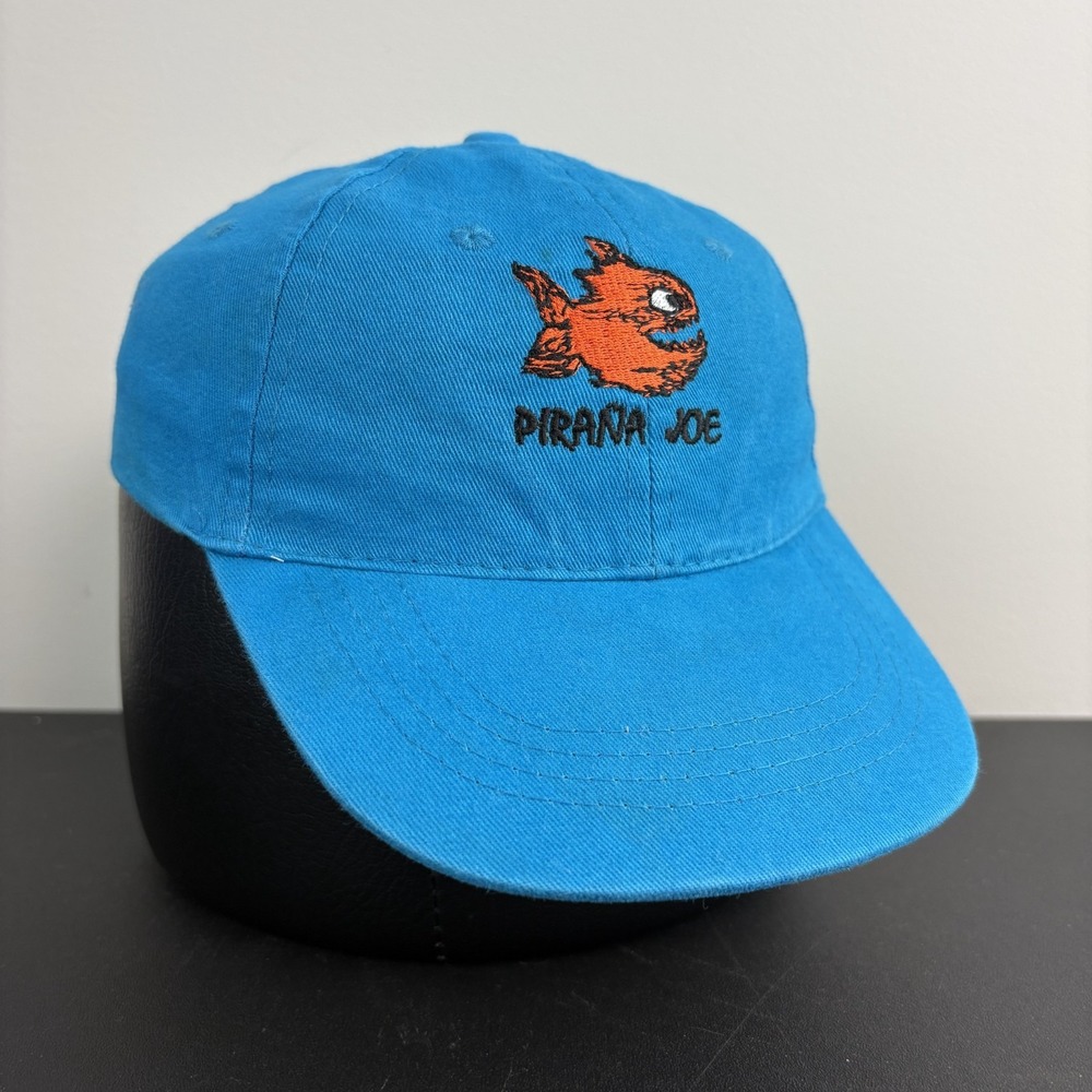 Pirana Joe Hat Youth Blue Orange Fish Barbados Caribbean Souvenir Dad Cap Kids